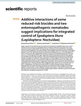 Additive Interactions of Some Reduced-Risk Biocides and Two