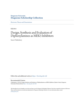 Design, Synthesis and Evaluation of Diphenylamines As MEK5 Inhibitors Suravi Chakrabarty