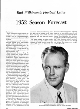 1952 Season Forecast