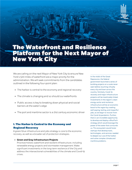 Waterfront and Resilience Platform for the Next Mayor of New York City