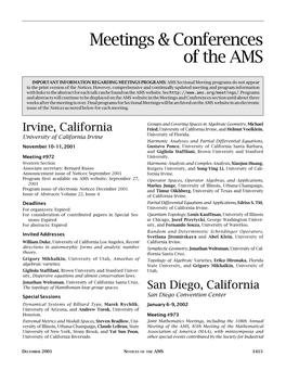 Meetings & Conferences of the AMS, Volume 48, Number 11