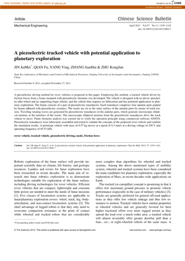 A Piezoelectric Tracked Vehicle with Potential Application to Planetary Exploration