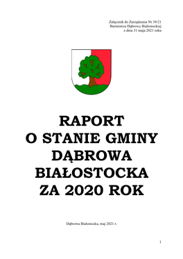 Raport O Stanie Gminy Dąbrowa Białostocka Za 2020 Rok