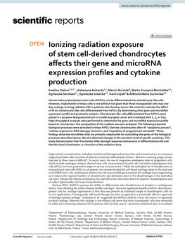 Ionizing Radiation Exposure of Stem Cell-Derived Chondrocytes Affects