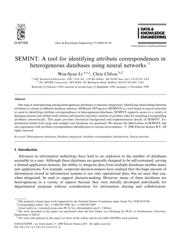 A Tool for Identifying Attribute Correspondences in Heterogeneous Databases Using Neural Networks Q