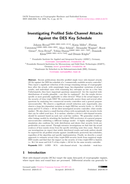 Investigating Profiled Side-Channel Attacks Against the DES Key