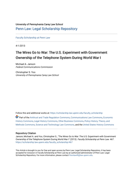 The US Experiment with Government Ownership of the Telephone