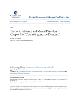 Demonic Influence and Mental Disorders - Chapter 8 of "Counseling and the Demonic" Rodger K