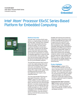 Intel® Atom™ Processor E6x5c Series-Based Platform for Embedded Computing