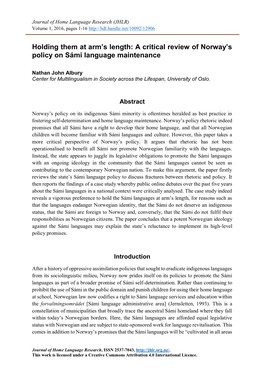 A Critical Review of Norway's Policy on Sámi Language Maintenance