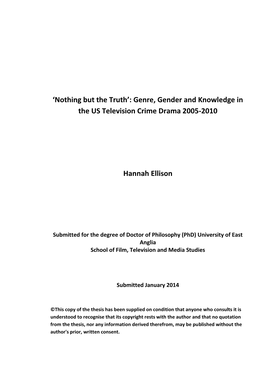 'Nothing but the Truth': Genre, Gender and Knowledge in the US