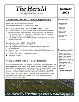 Summer 2008 Page 5 Letter from the Outgoing President Greetings Band Alumni!