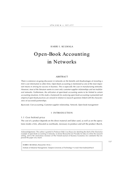 Open-Book Accounting in Networks