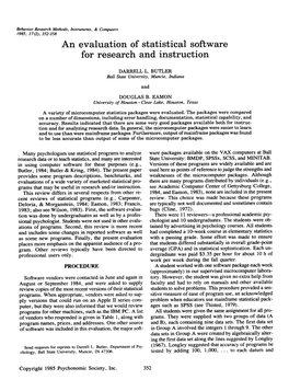 An Evaluation of Statistical Software for Research and Instruction