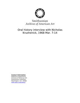 Oral History Interview with Nicholas Krushenick, 1968 Mar. 7-14