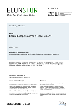 Should Europe Become a Fiscal Union?