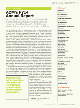 Acm's Fy14 Annual Report