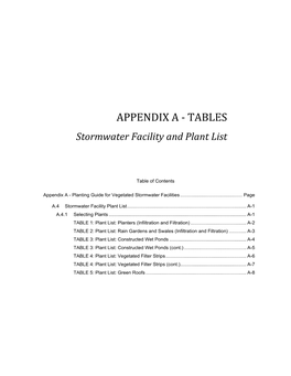 Stormwater Facility Plant Lists