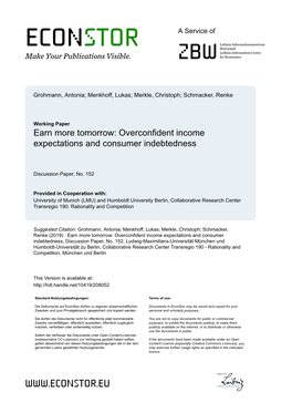 Overconfident Income Expectations and Consumer Indebtedness