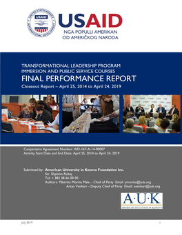 Final Performance Report Immersion & Public Service Courses