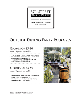 Outside Dining Party Packages