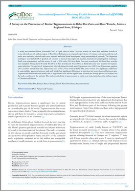 (IJVHSR) ISSN 2332-2748 a Survey on the Prevalence of Bovine T