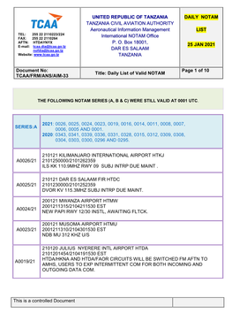 Aeronautical Information Promulgation Advice Form