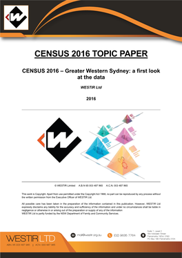 CENSUS 2016 – Greater Western Sydney: a First Look at the Data