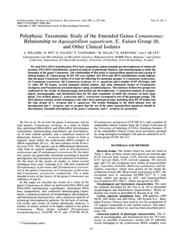 Comamonas: Relationship to Aquaspirillum Aquaticum, E