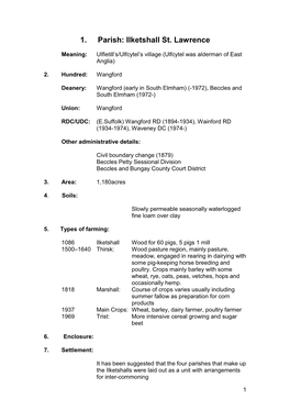 1. Parish: Ilketshall St. Lawrence