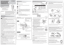 Instruction Manual for Citizen Digital Forehead And