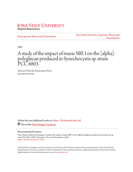 A Study of the Impact of Mazie SBE I on the [Alpha]-Polyglucan Produced in Synechocystis Sp