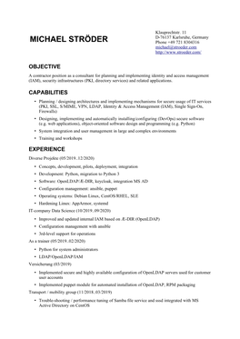 MICHAEL STRÖDER Phone +49 721 8304316 Michael@Stroeder.Com