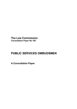 Public Services Ombudsmen. This Consultation