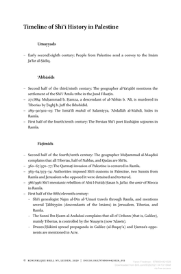 Timeline of Shīʿī History in Palestine