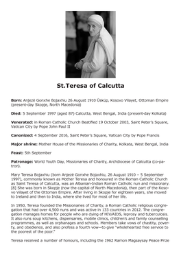 St.Teresa of Calcutta