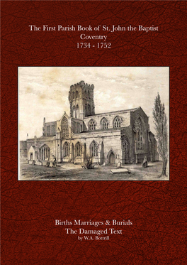 The First Parish Book of St. John the Baptist Coventry 1734 - 1752