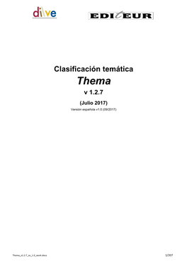 Clasificación Temática Thema V 1.2.7 (Julio 2017) Versión Española V1.0 (09/2017)