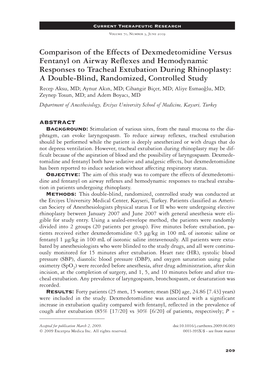 Comparison of the Effects of Dexmedetomidine Versus Fentanyl