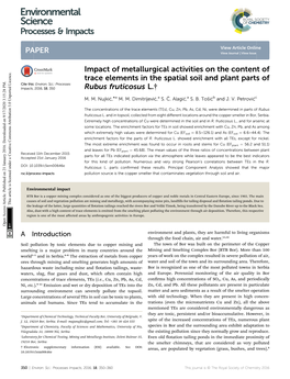 Impact of Metallurgical Activities on the Content of Trace Elements in the Spatial Soil and Plant Parts of Cite This: Environ