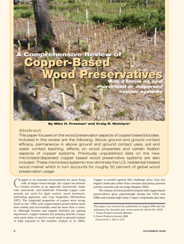 Copper Based Wood Preservative Systems Are Also Included