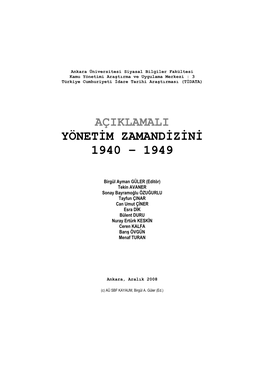 Açiklamali Yönetim Zamandizini 1940 – 1949