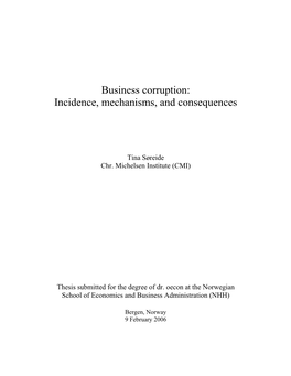 Business Corruption: Incidence, Mechanisms, and Consequences