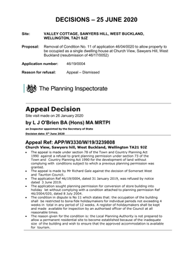 25 JUNE 2020 Appeal Decision