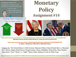 Monetary Policy Assignment #14