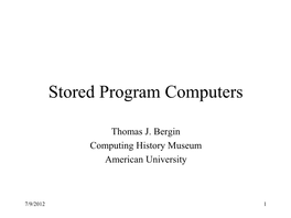 Early Stored Program Computers