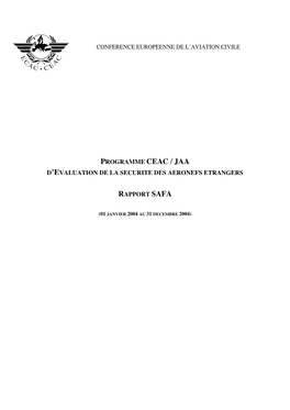 Programme Ceac / Jaa D’Évaluation De La Sécurité Des Aéronefs Étrangers