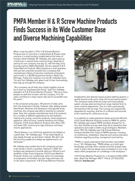 PMPA Member H & R Screw Machine Products Finds Success in Its Wide