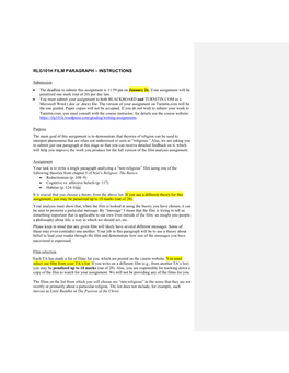 Rlg101h Film Paragraph – Instructions