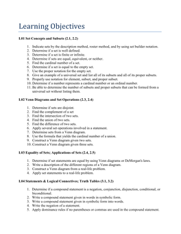 MGF 1106 Learning Objectives